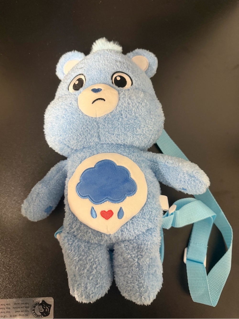 Care Bears Light Blue Cloud Bear Plush Backpack with Blue Emblem